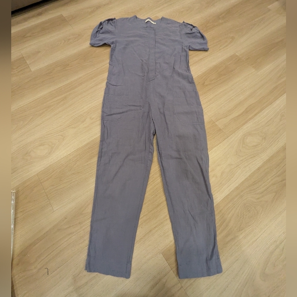 7551 By Szeki Blue Linen Jumpsuit Size S